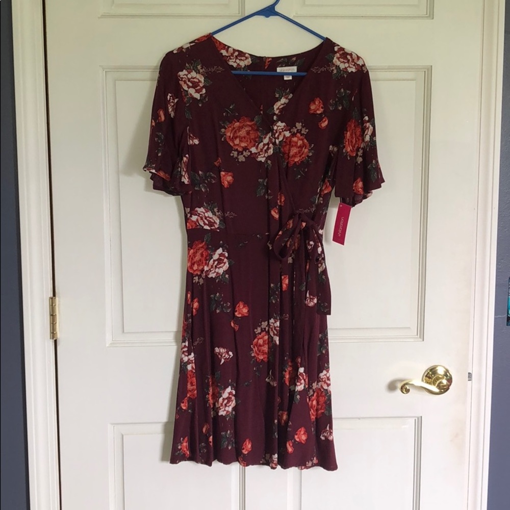 xhilaration | Maroon Floral Dress